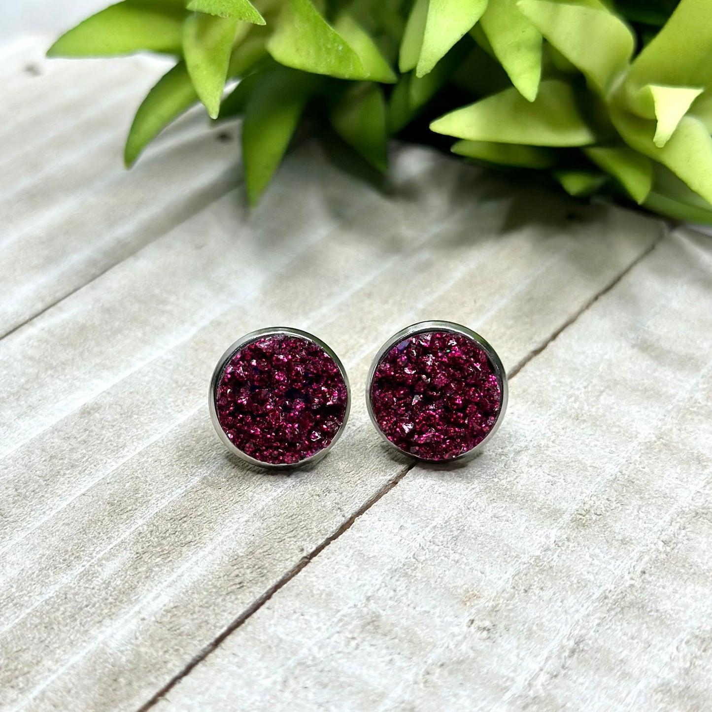 Magenta Shimmer Studs