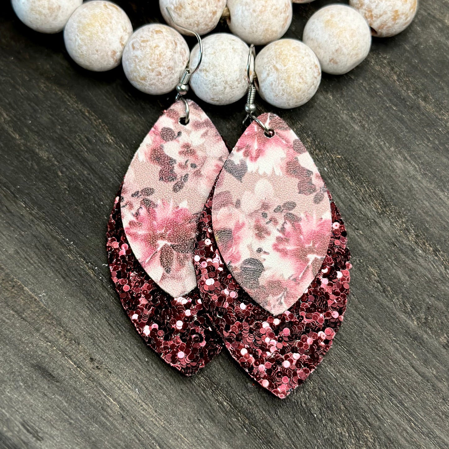 Wine Floral Earrings