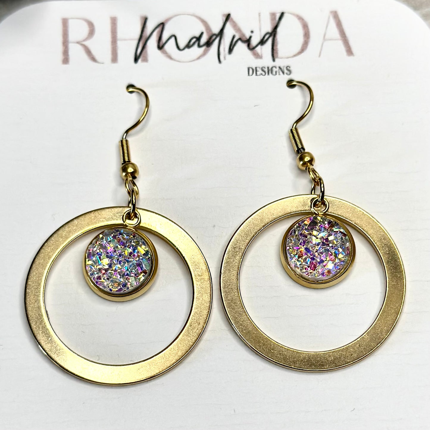 Gold Circle Dangles LS