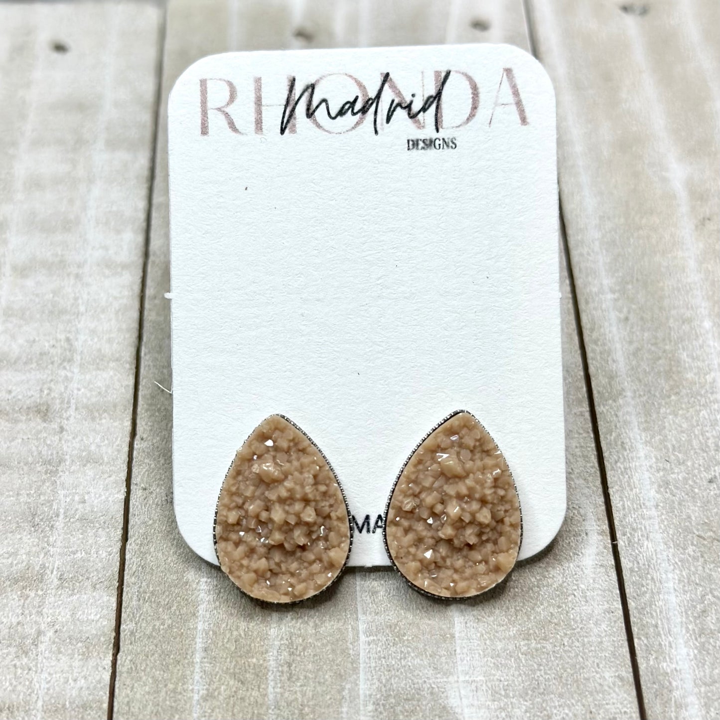 Taupe Tear Drop Studs LS