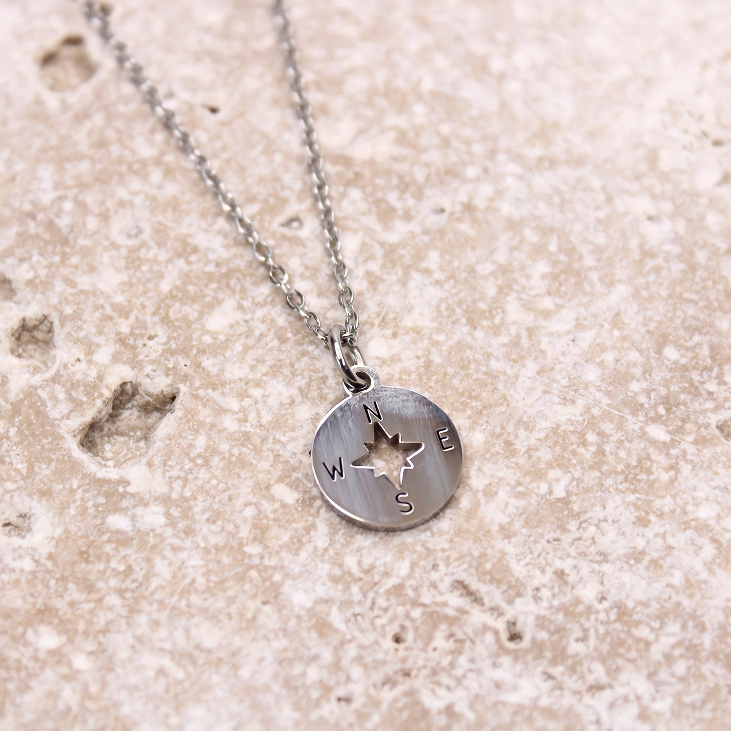Silver Compass Necklace