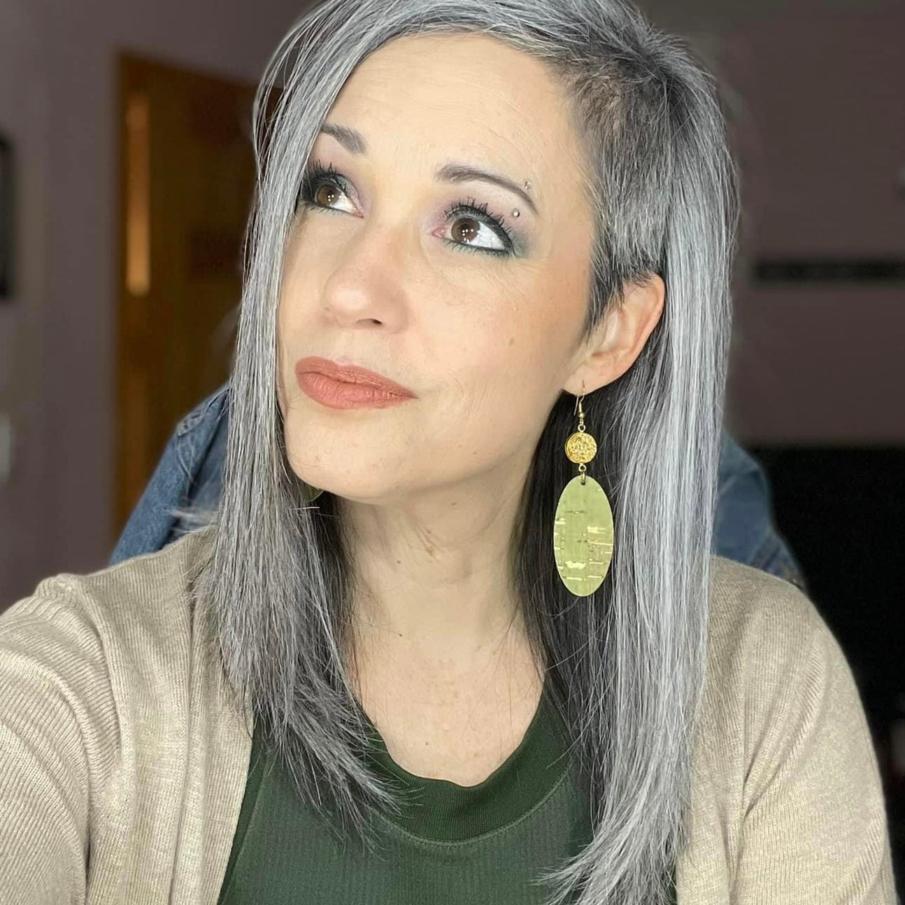 Olive & Gold Earrings