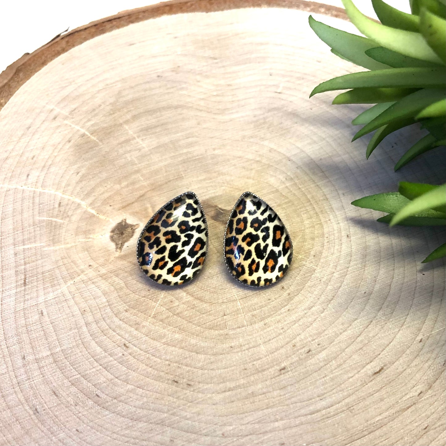 Tear Drop Leopard Earrings