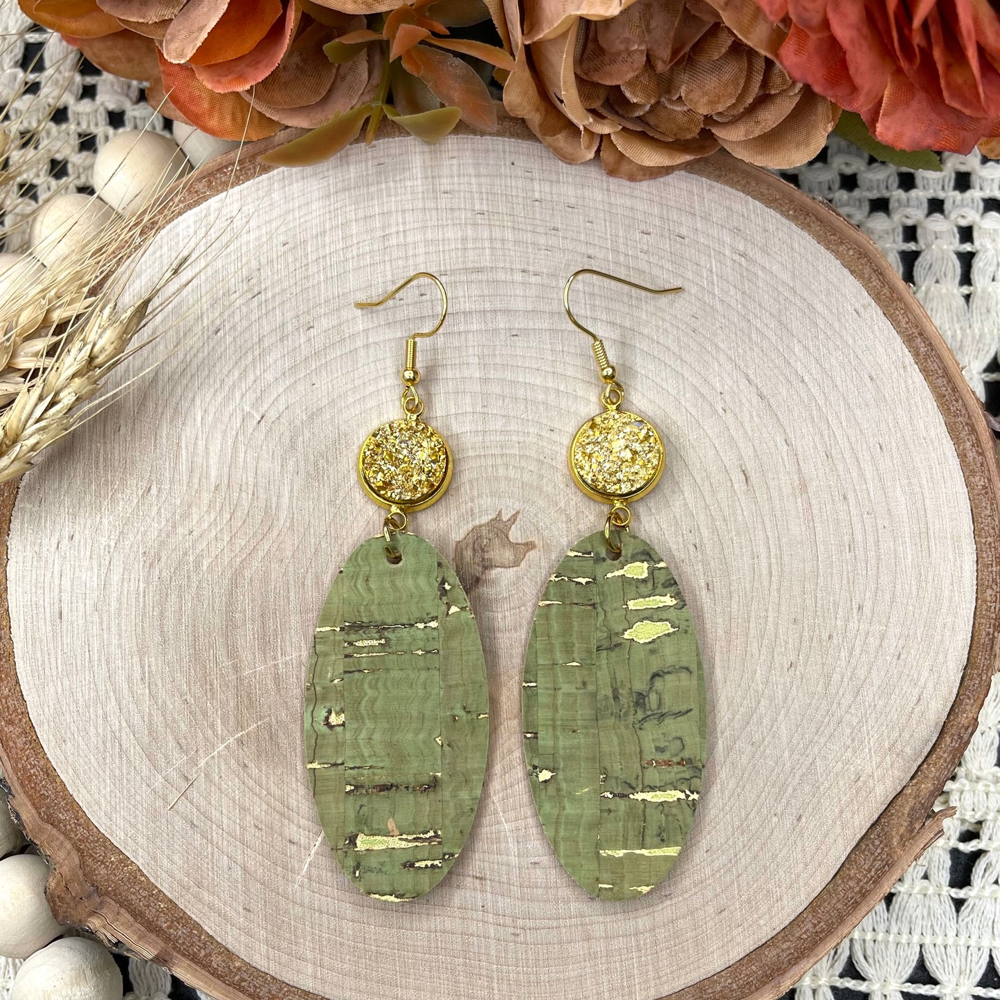 Olive & Gold Earrings