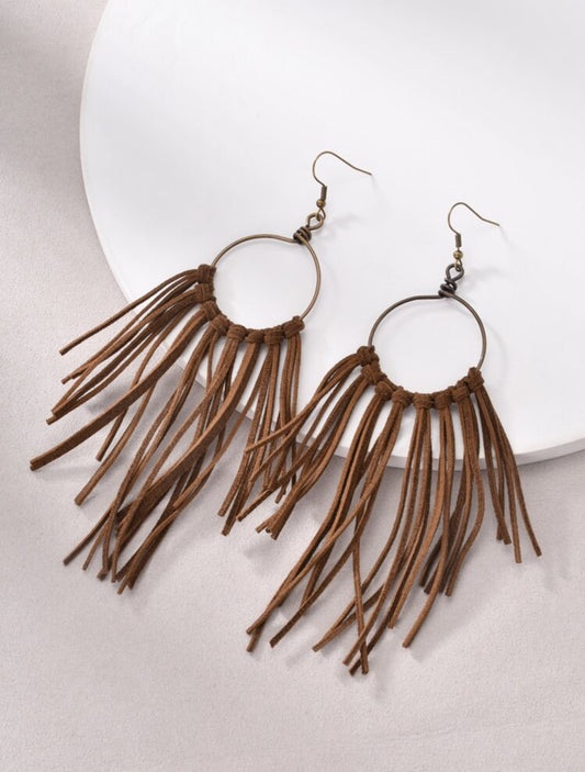 Brown Leather Dangles