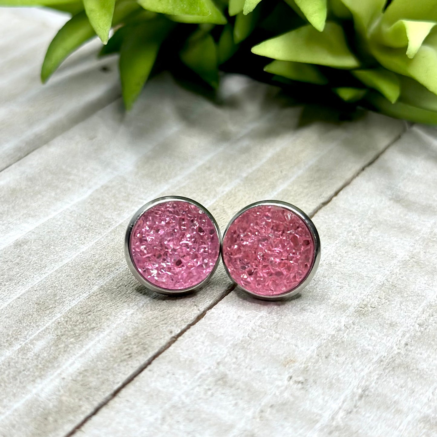 Clear Pink Studs
