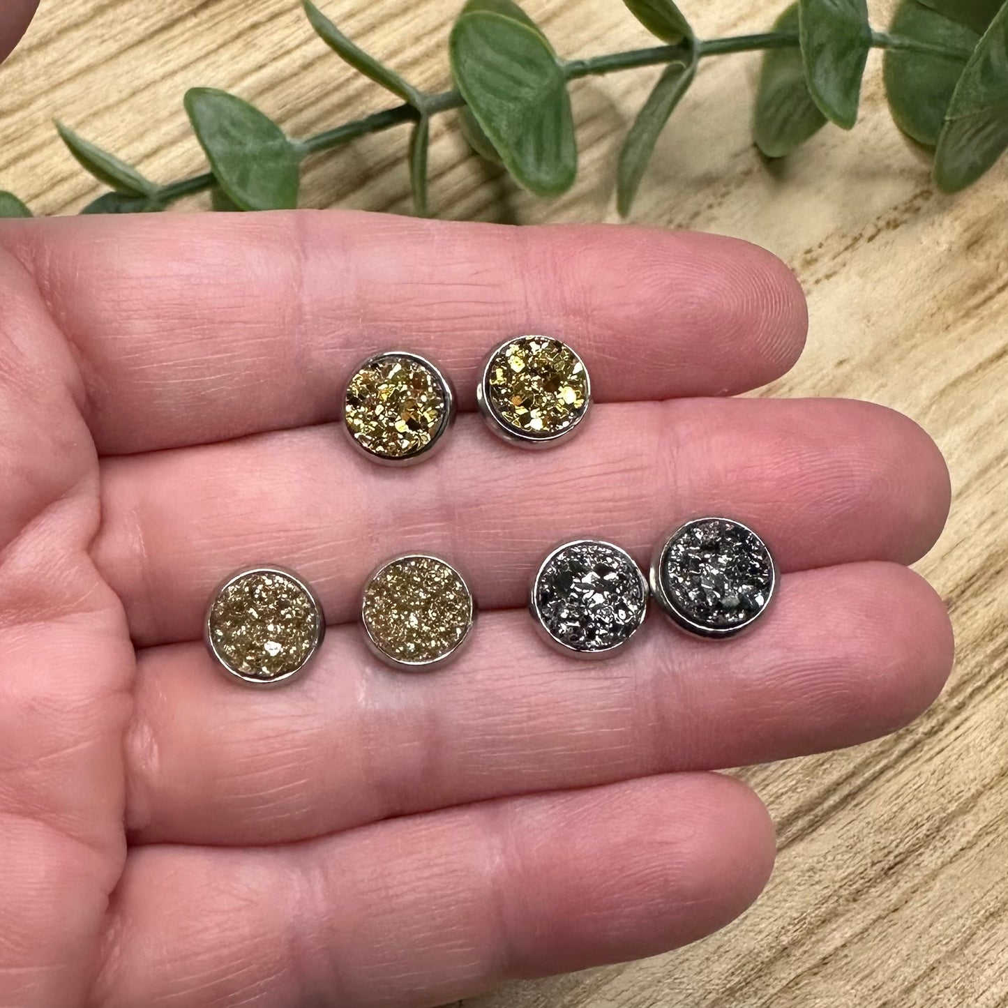 8mm Trio Gold/Silver Stud Set