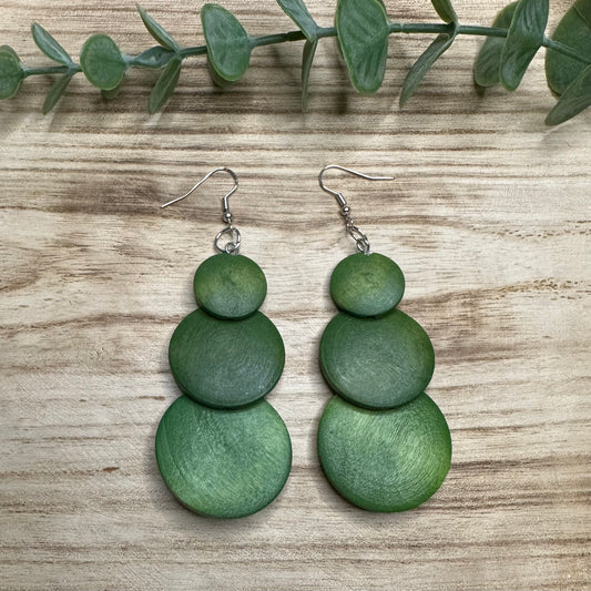 Green Wood Earrings