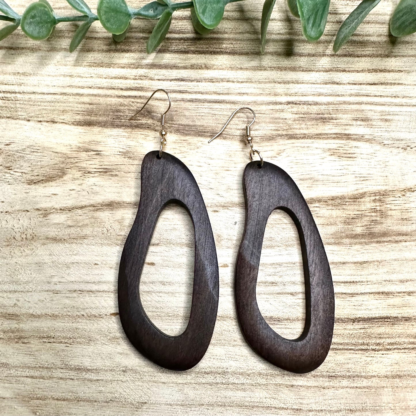 Xtra Large Dark Brown Wood Earrings