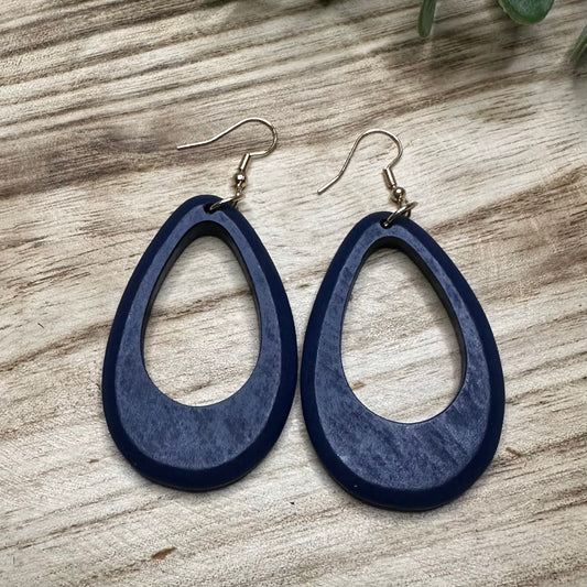 Navy Cut Out Wood Dangles